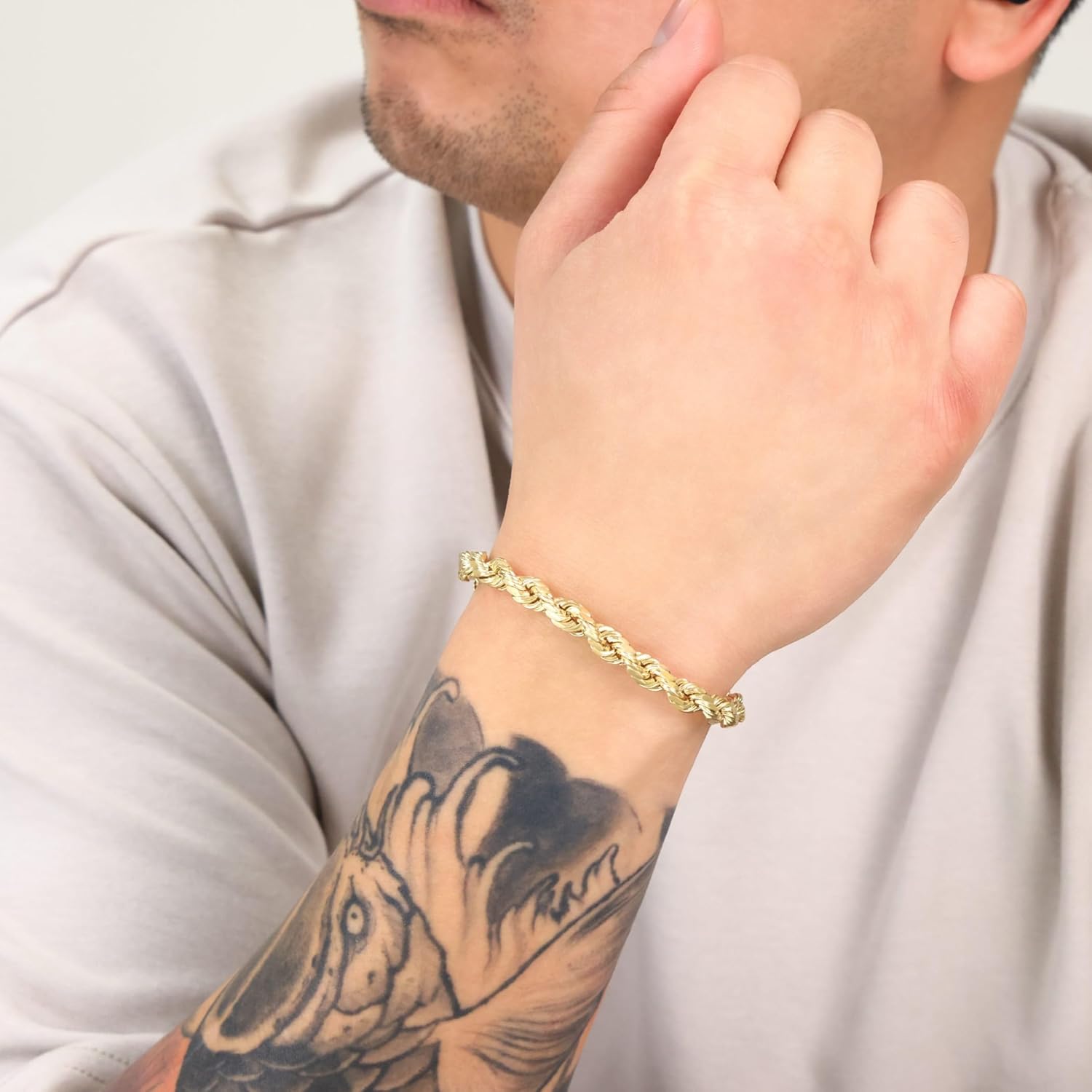 Nuragold 10K Real Yellow Gold Rope Diamond Cut Chain Bracelet 7"-9" (2mm-10mm) Italian Jewelry for Men & Women