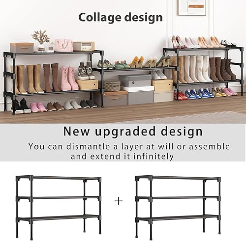 Miniatura 6 de SAN HE Zapatero largo organizador de zapatos de 5 niveles para armario, puerta delantera, entrada, garaje, apilable de pie y almacenamiento de