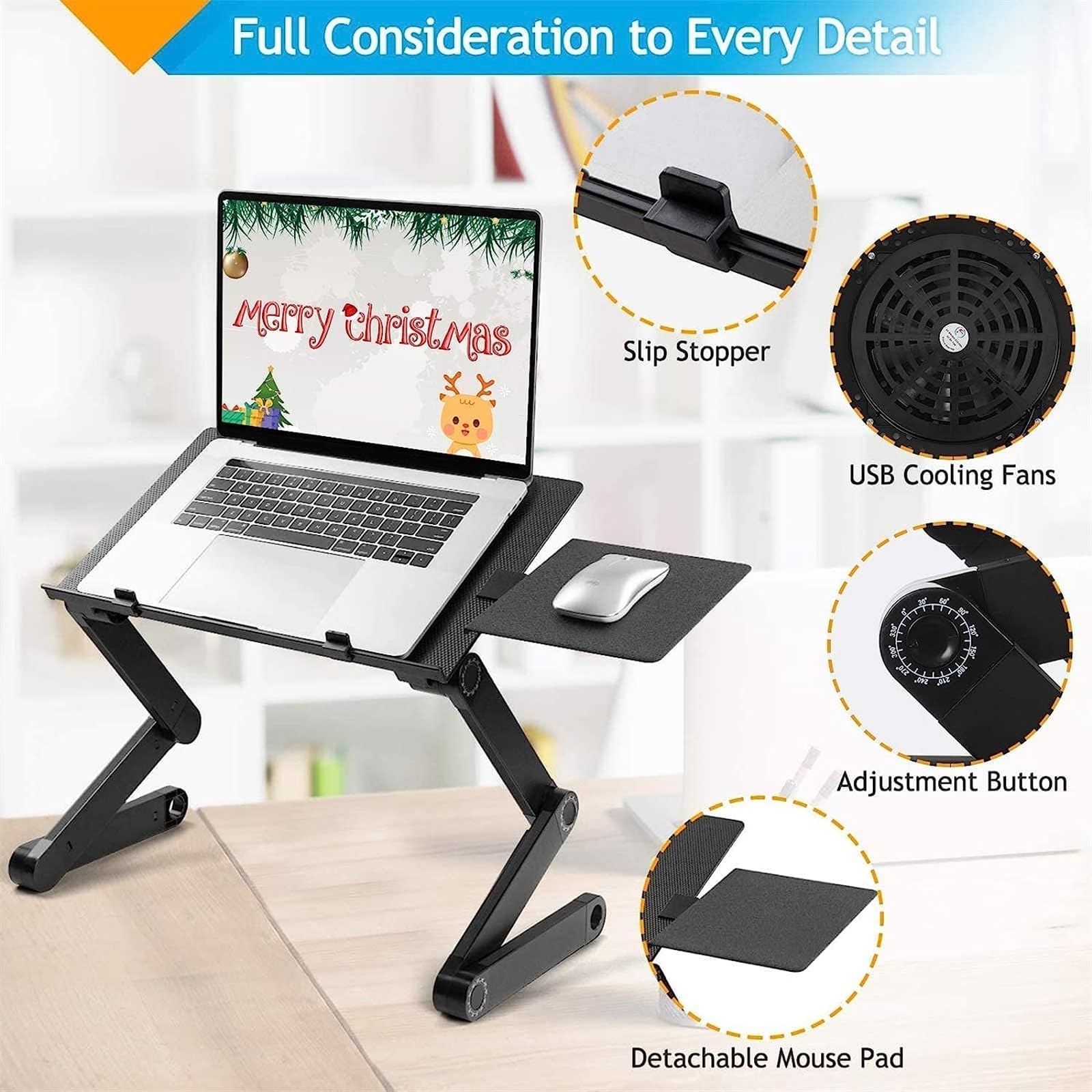 NAKEAH Supporto da Tavolo Regolabile for Laptop, Supporto for Workstation Portatile Portatile, scrivania ergonomica Pieghevole for Laptop da Ufficio in Lega di Alluminio