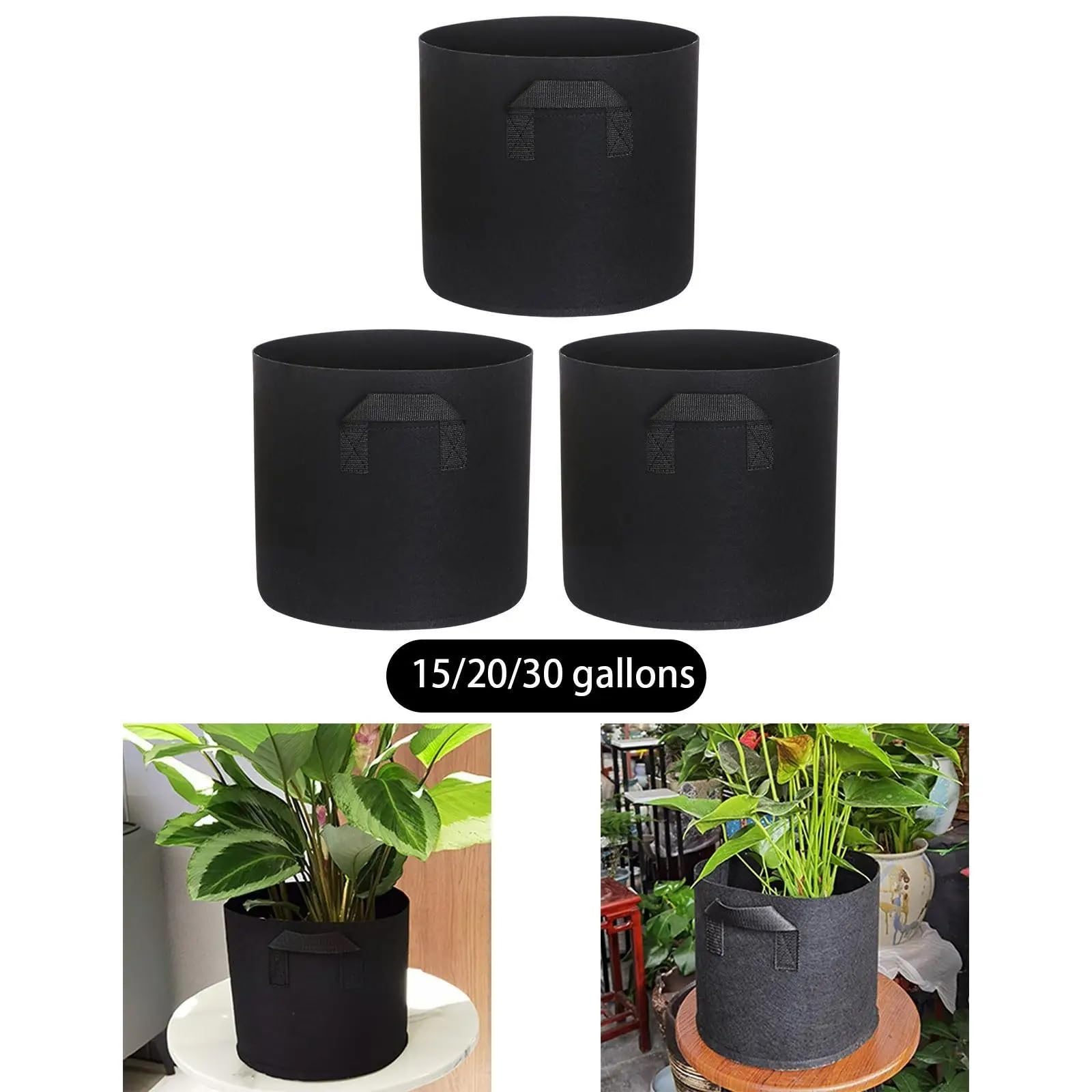 6 Bolsas de Cultivo, macetas prácticas for Plantas Interior, Balcones y Patatas(15 Gallon 45cmx35cm)