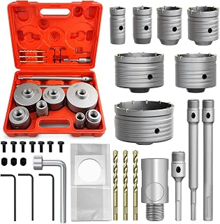 METOTY 22PCS Tungsten Carbide Concrete Hole Saw Kit 30-110mm SDS Plus/Max - Stone Brick Cement Wall Drilling Set