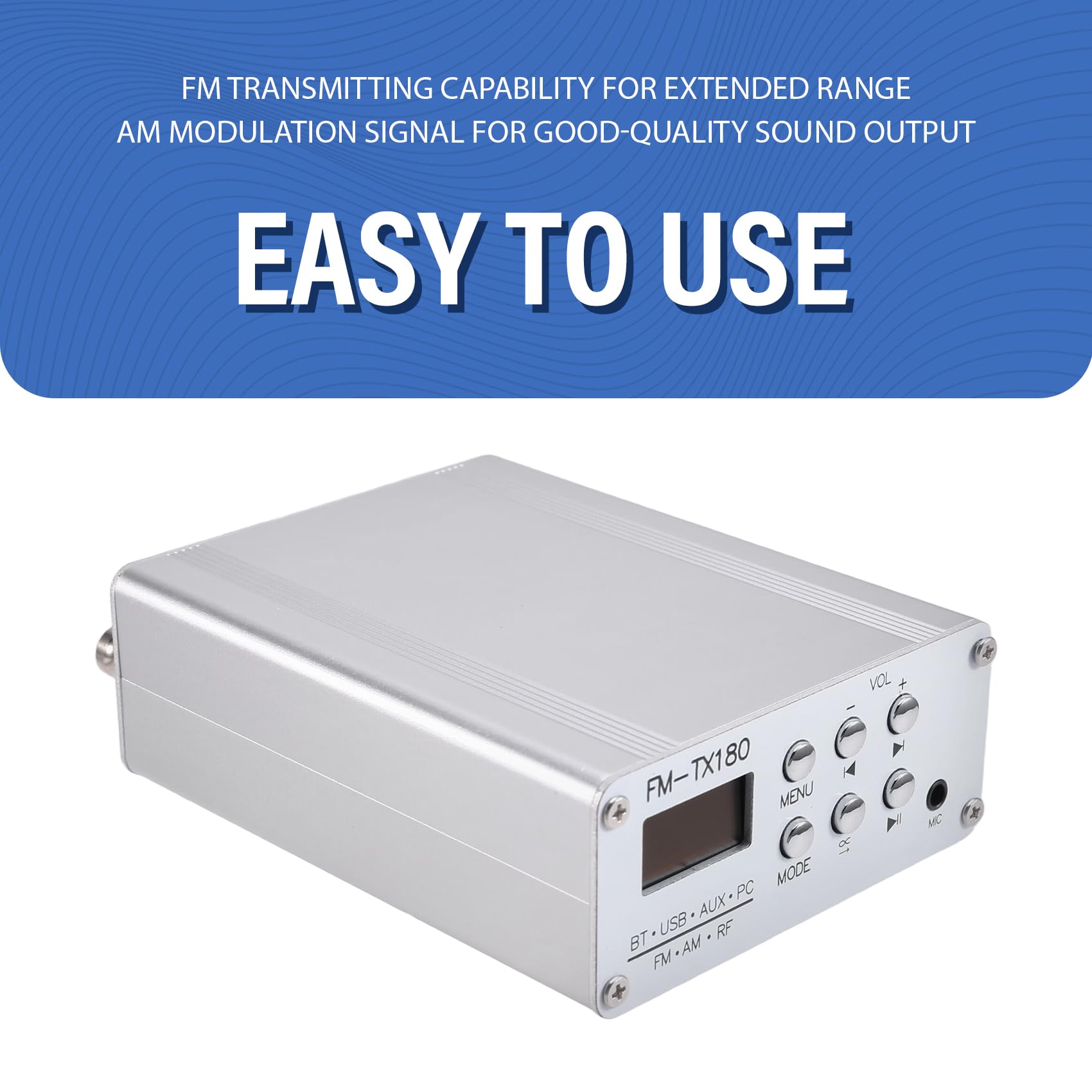 Émetteur FM Bluetooth Audio Émetteur sans Multifonctionnel avec Antenne AM Prise EU