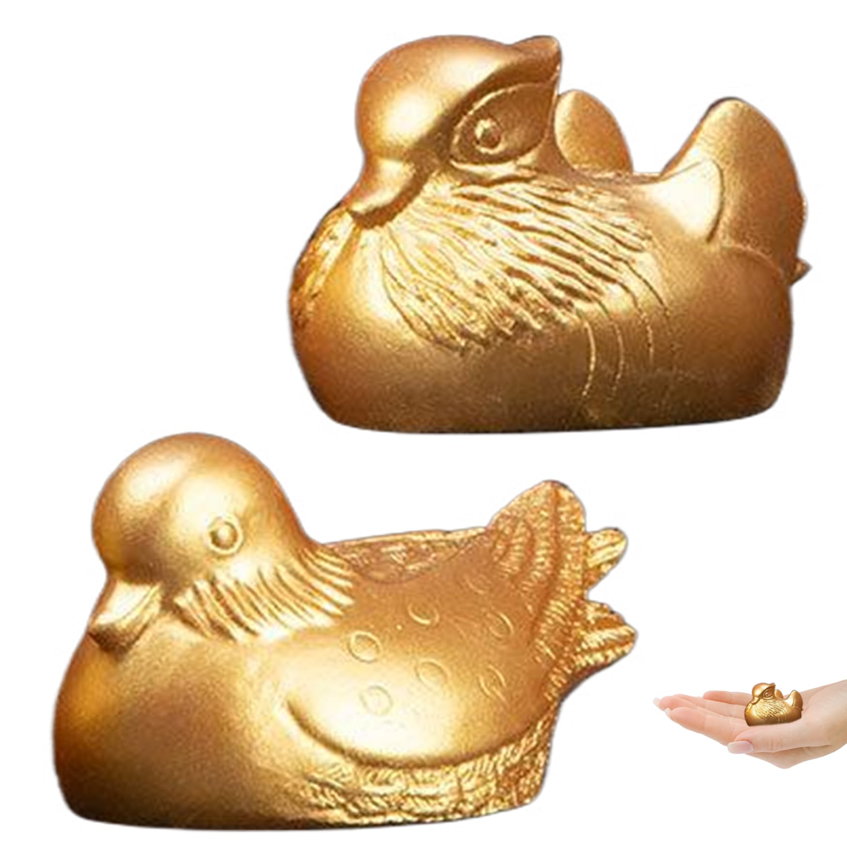 Peosaard Golden Mandarin Ducks Feng Shui, 2Pcs Mandarin Ducks Feng Shui Decorative Chinese Duck Yuan Yang Figurine For Valentines Day Wedding Home, Duck Statue