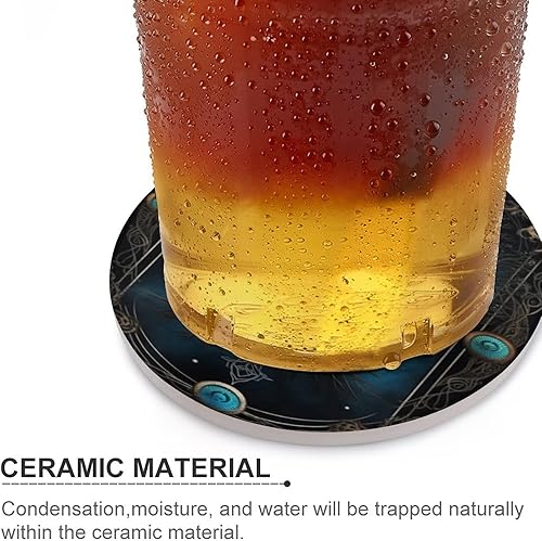 Miniatura 4 de Posavasos para bebidas, juego de 4 posavasos absorbentes de piedra de cerámica con base de corcho, copas vikingas para decoración del hogar