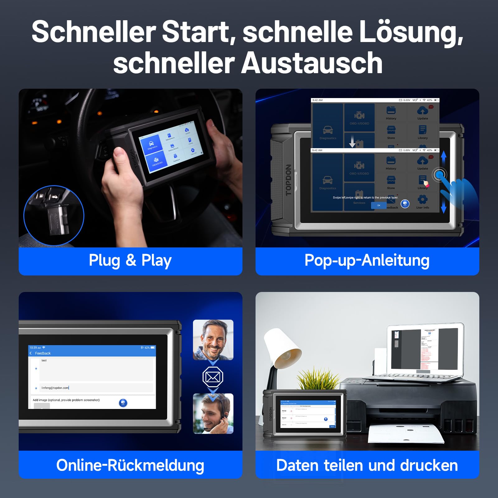 TOPDON ArtiDiag800 BT 2 OBD2 Diagnosegerät, All-System-Diagnose-Tool mit 28+ Wartungsfunktionen, FCA-Gateway-Zugang & CAN-FD-Protokoll, Active-Test, Drahtlose Bluetooth, 2 Jahre kostenlose Updates