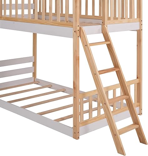 Miniatura 9 de HYC Literas de madera para casa literas de piso individual sobre individual literas de madera para niños literas para niños pequeños con techo