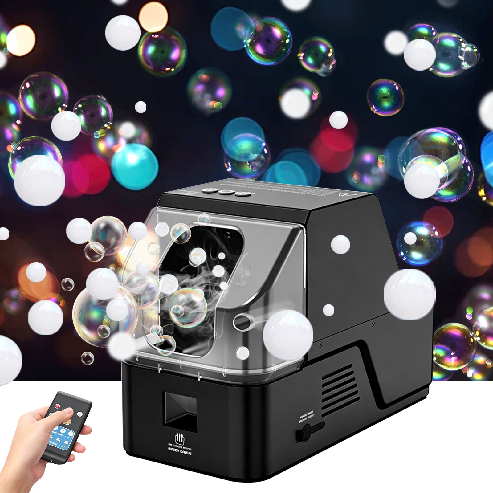Nebelmaschine Seifenblasenmaschine 3-in-1 mit Fernbedienung, Fog Bubble Machine für Rauch, Seifenblasen & Rauchblasen, Spezialeffekt Nebelgerät für Halloween, Hochzeit, Party & Events