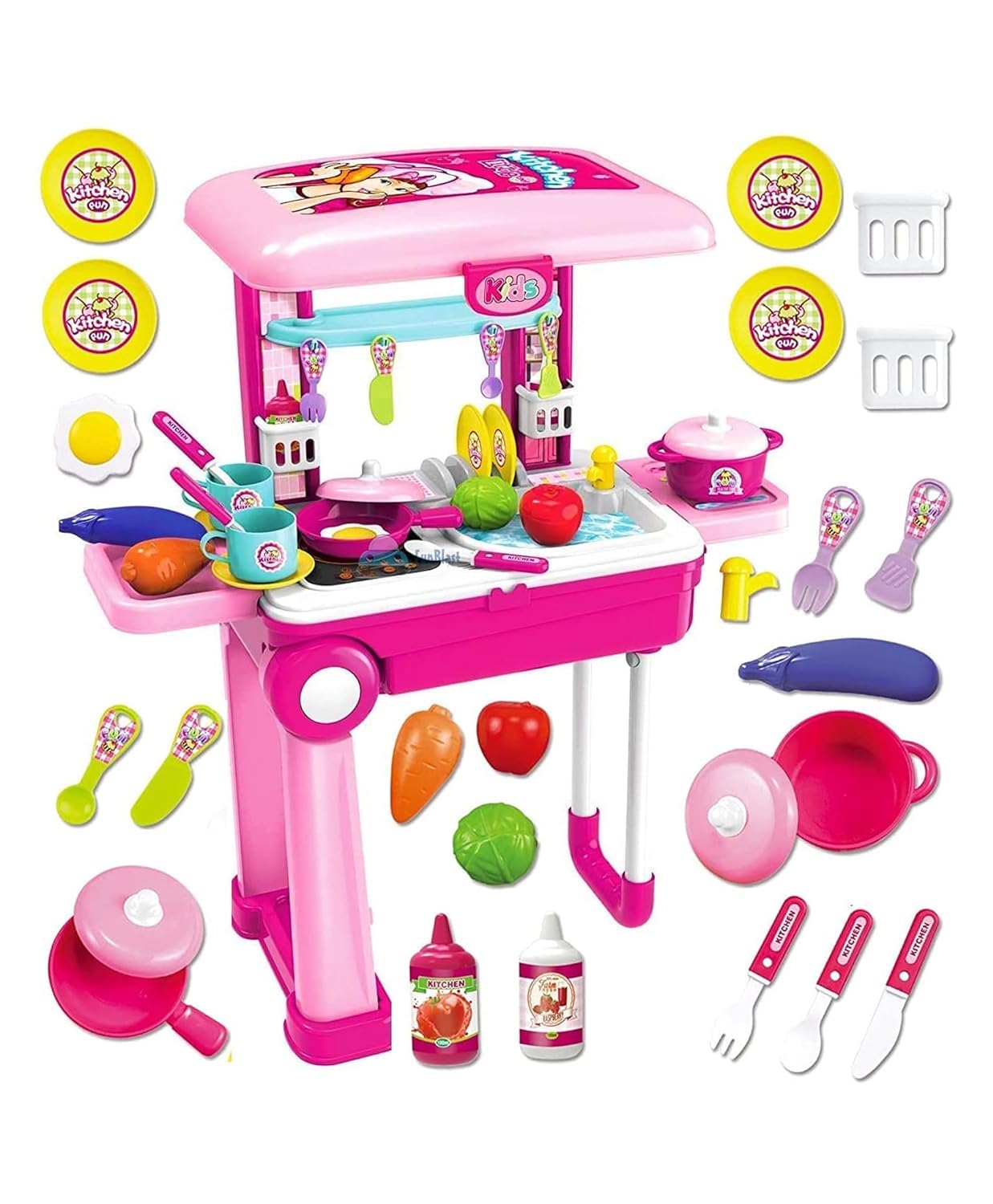 PLAYSKOUT Kitchen Set for Kids – Pretend Play Cooking Set for Girls with Trolley Briefcase, Complete Kitchen Toys for Roleplay, Imaginative Cooking Fun, Portable and Interactive Play Set for Children (B0D8QJCBVP) Amazon Price History, Amazon Price Tracker