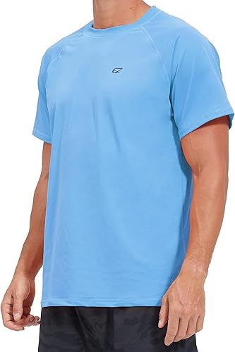 Miniatura 2 de Camisetas de natación de manga corta para hombre, protección contra el sarpullido, protección solar SPF 50+ contra rayos ultravioleta, secado