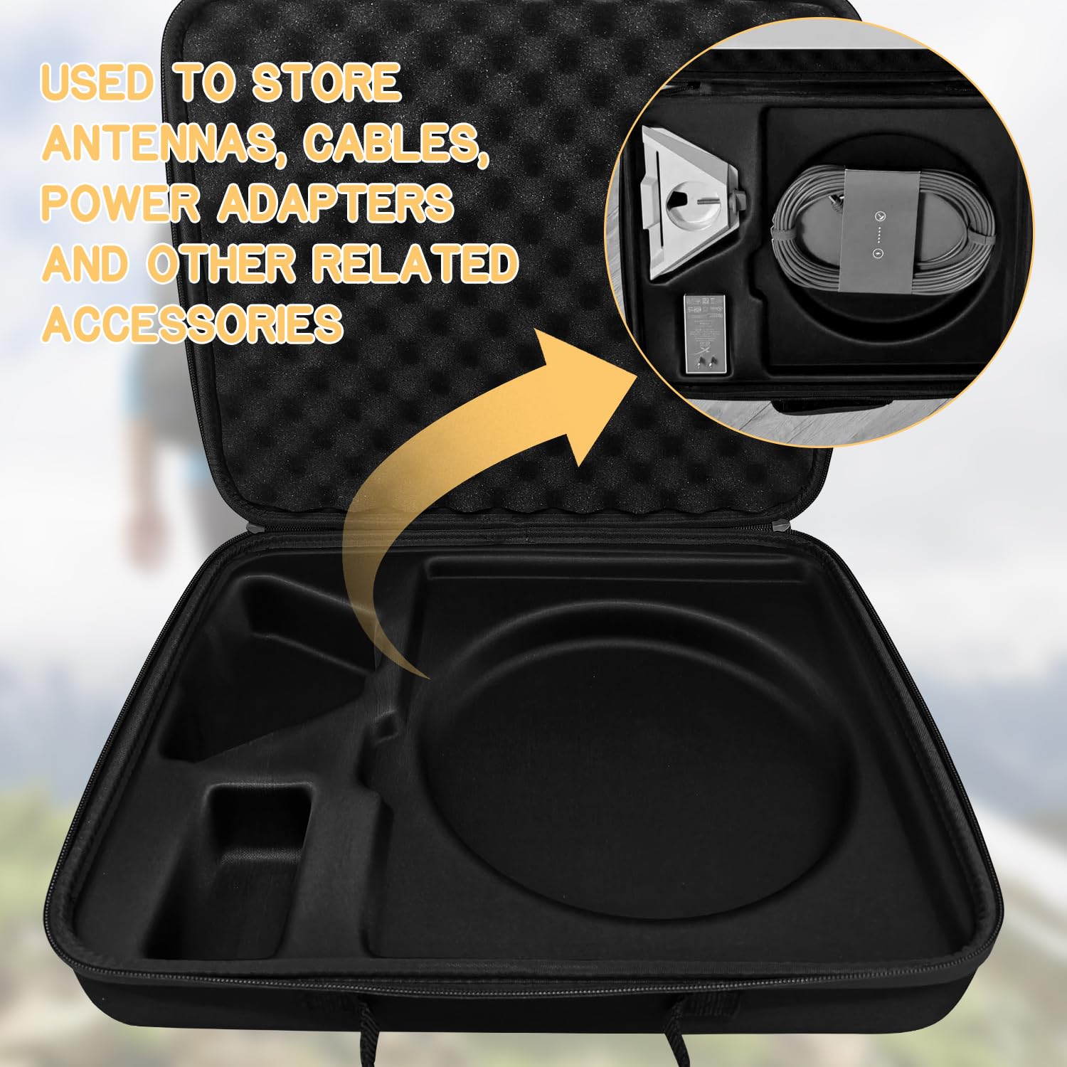 Mini custodia rigida portatile per Starlink impermeabile, robusta scatola portaoggetti con organizer, scomparti per accessori cavi, con fodera interna ammortizzante, per campeggio, viaggi