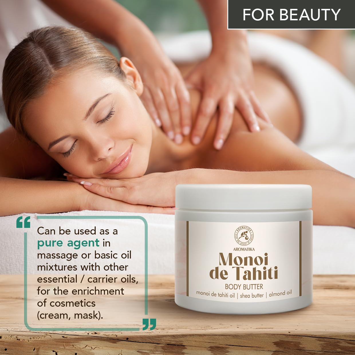 Beurre Corporel de Monoï de Tahiti 300 ml - Beurre Corporel Crème - Beurre à l'Huile de Monoï de Tahiti & Huile d'Amande - Beurre de Karité - Hydratant Corps - Soin de la Peau - Body Butter