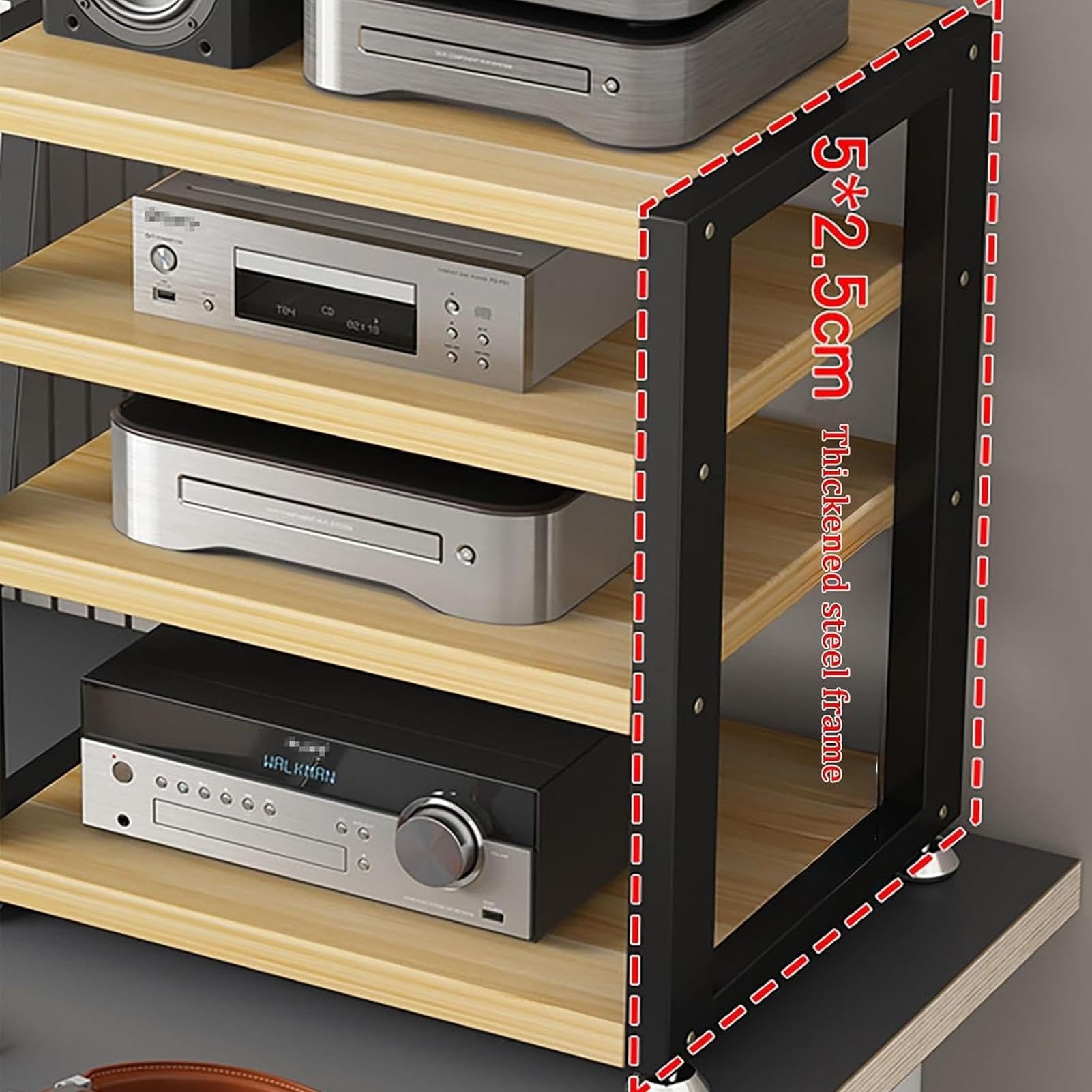 Tv Rack Hifi Shelf Audio Cabinet met 3 Of 4 Niveaus, Audio Rack