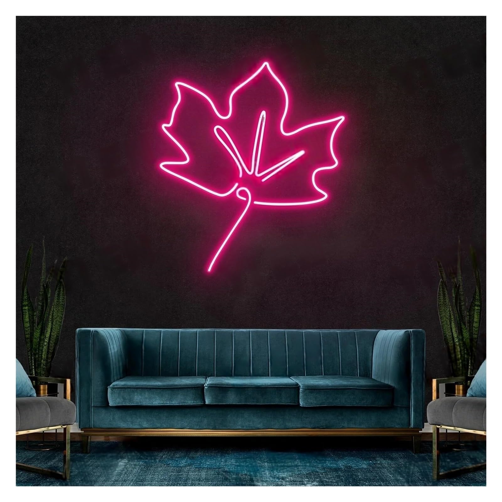 LEMST Signs Lamp Maple Leaf Neon Signs USB Powered Adjustable Brightness Leaf Neon Lights, Suitable for Wall Hanging Decor Commercial Signs(D,60cm)