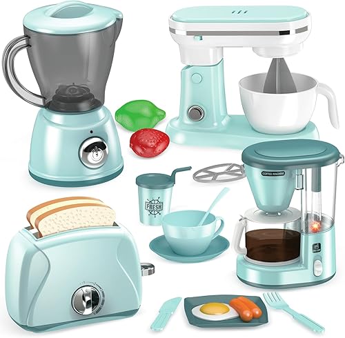 Shemira Juego de accesorios de cocina, juego de electrodomésticos de cocina con cafetera, licuadora, batidora, tostadora, juego de cocina para