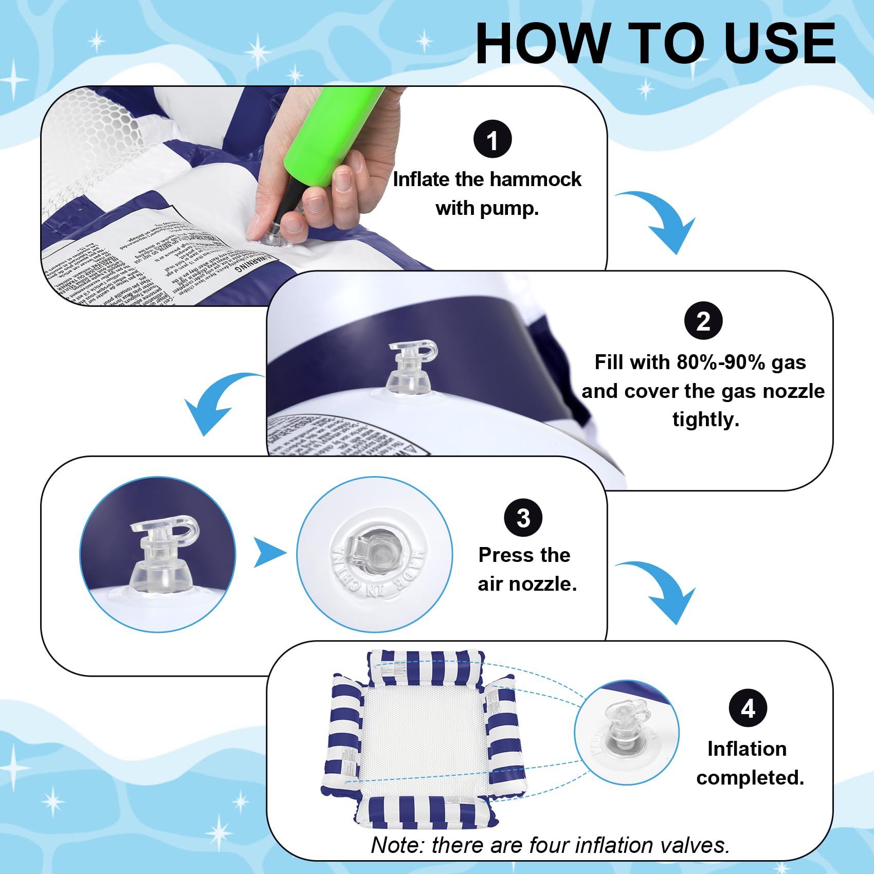 3 Pack Inflatable Pool Floats Adult, 4-in-1 Multi-Purpose Pool Float ...