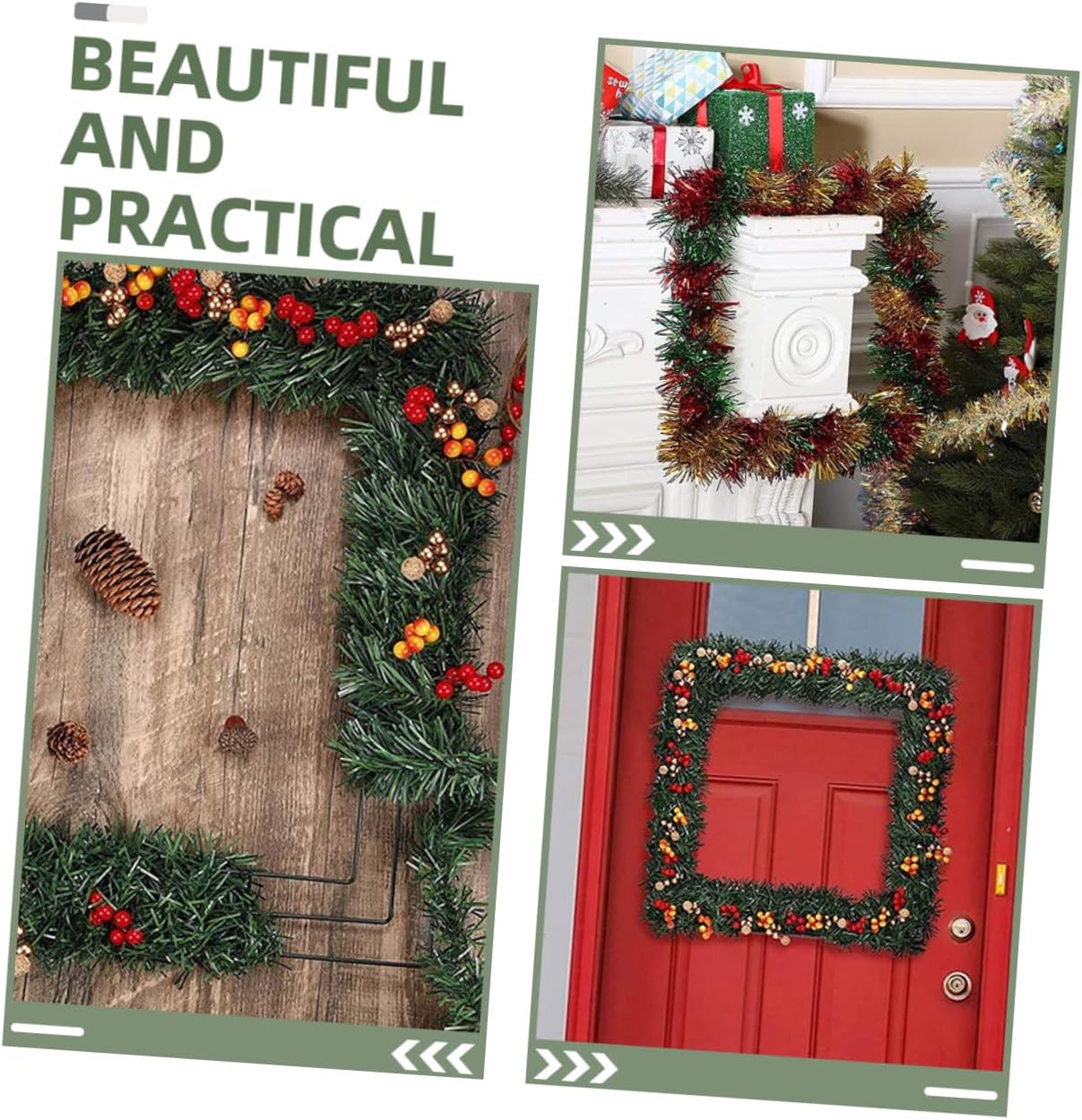 3Pcs Metal Wreath Frame Elegant Square DIY Crafting Rack for Home Decor for Christmas Halloween and Year Festive Decorations