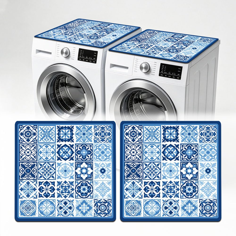 2 piezas azulejos mexicanos lavadora secadora cubierta para la parte superior de la secadora protección de superficies estera antideslizante lavadora protector de polvo para el hogar