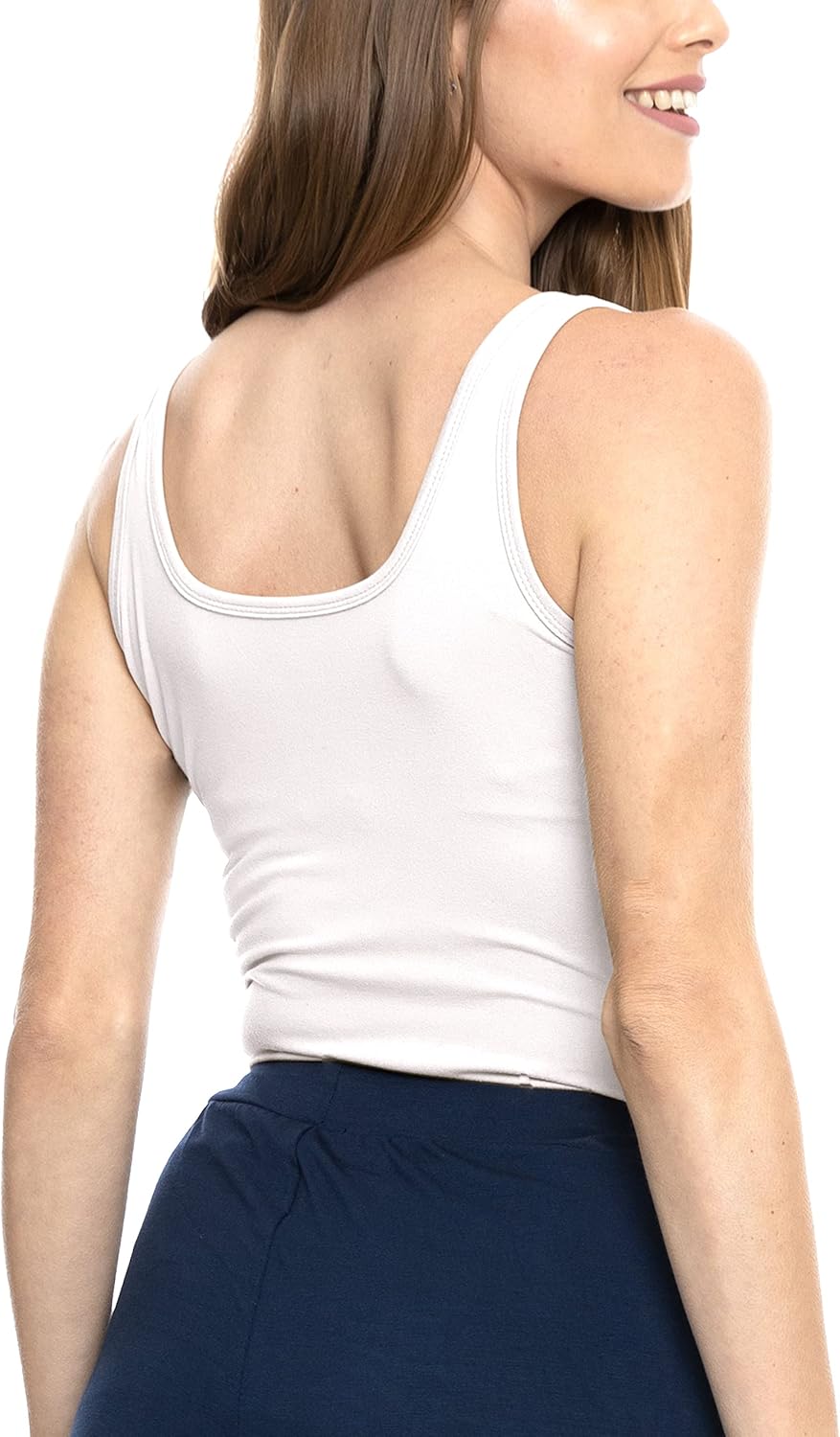 STRETCH IS COMFORT Women's Oh So Soft Cropped and Long Length Tank Top | Small - 5X - Image 4