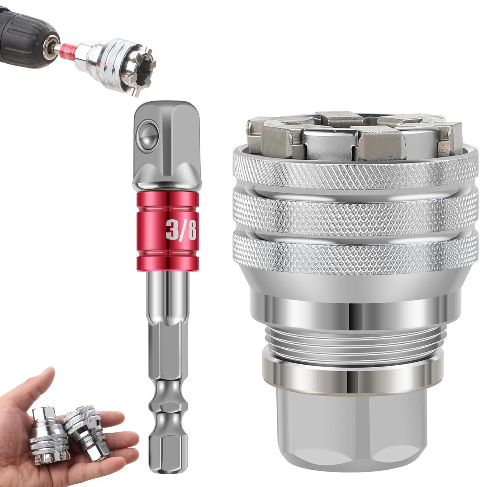 NAUXIUmultifunctional universal socket wrench tool,10-19mm universal socket tool adjustable drive socket wrench sleeve,Magic Sleeve Sturdy Steel Drive Socket,for 3/8" Drive Ratchet Torque Wrench