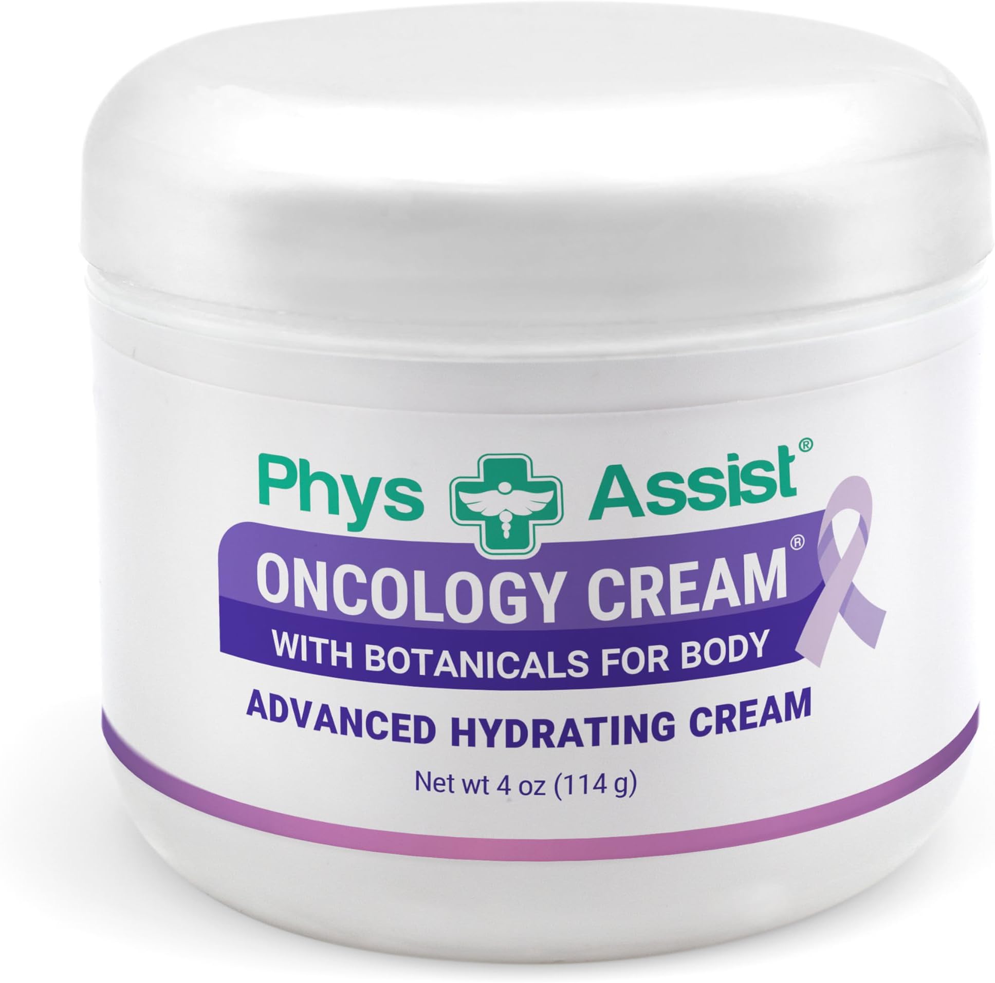 PhysAssist - Oncology Body Cream with Botanicals, 4 oz. Soothing and Hydrating to Stressed Skin. Made with Oils of Lavender, Calendula, and Peppermint. Non-Irritant, Clinically Tested.