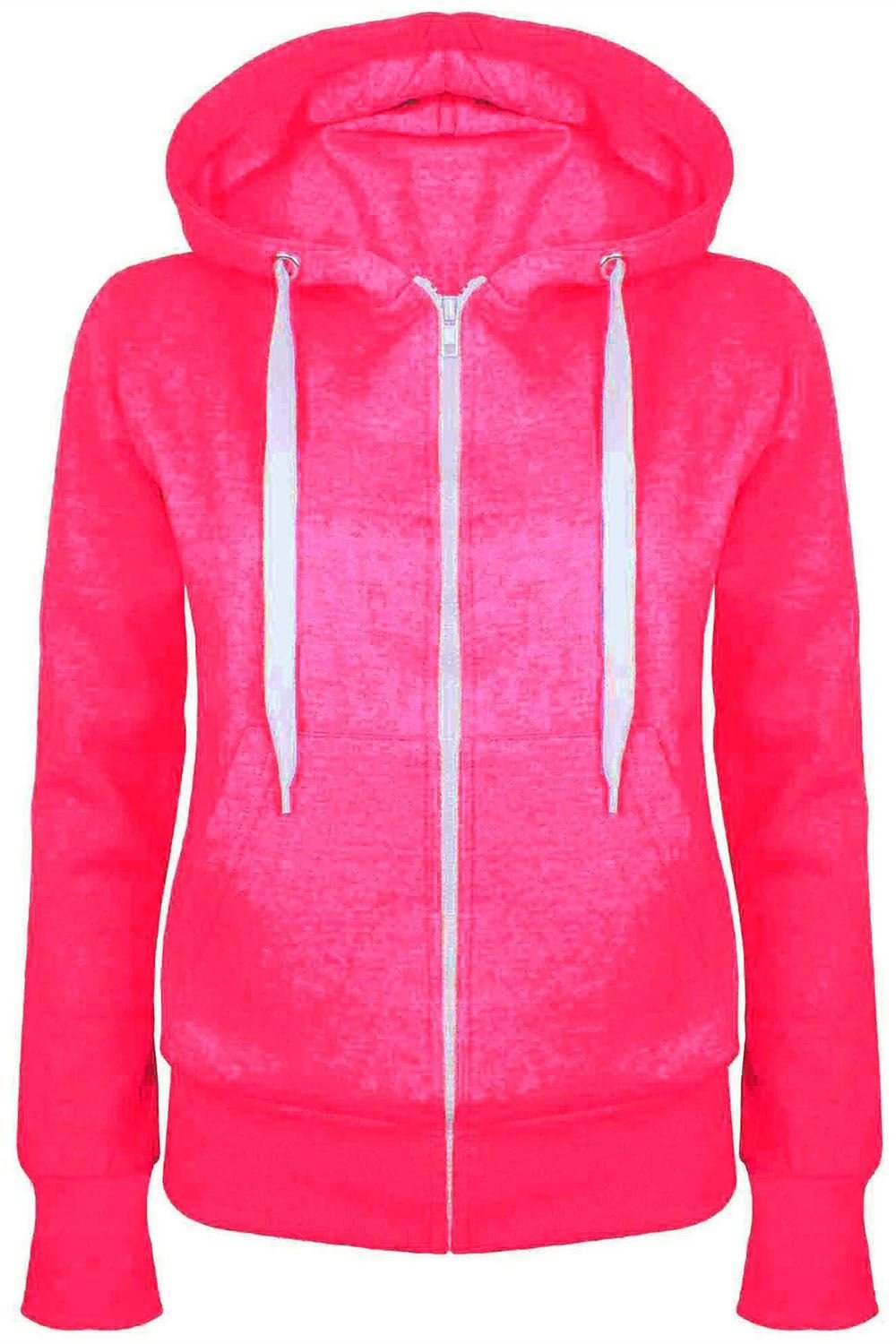 Fashion StarWomens Zip Up Fleece Knit Mini Sweatshirt Hoody