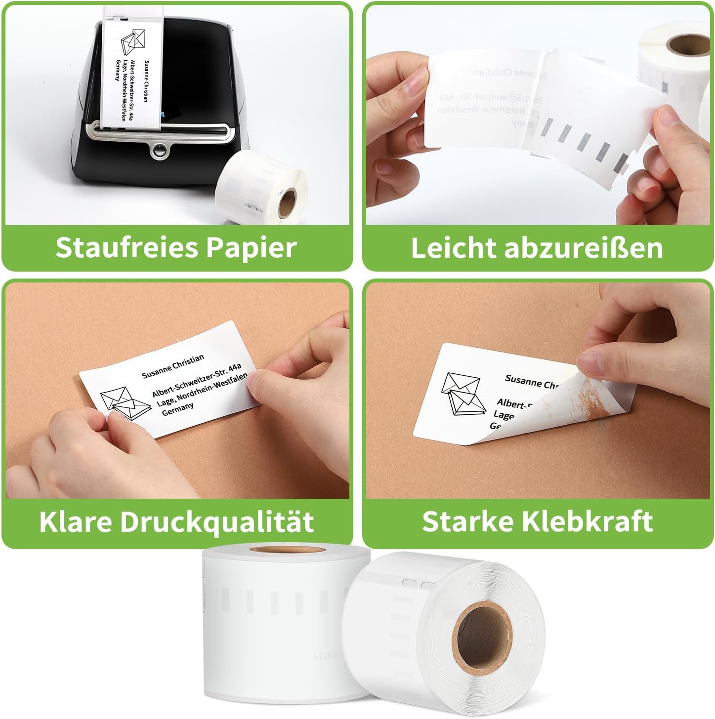 Doruimi 10 Rollen 54mm x 101mm Versandetiketten Kompatibel mit DYMO 99014 | Selbstklebend Adress-Etiketten for DYMO Label Writer 450 400 4XL 330 320 310 Twin Turbo Duo, White(220 Labels/Roll)