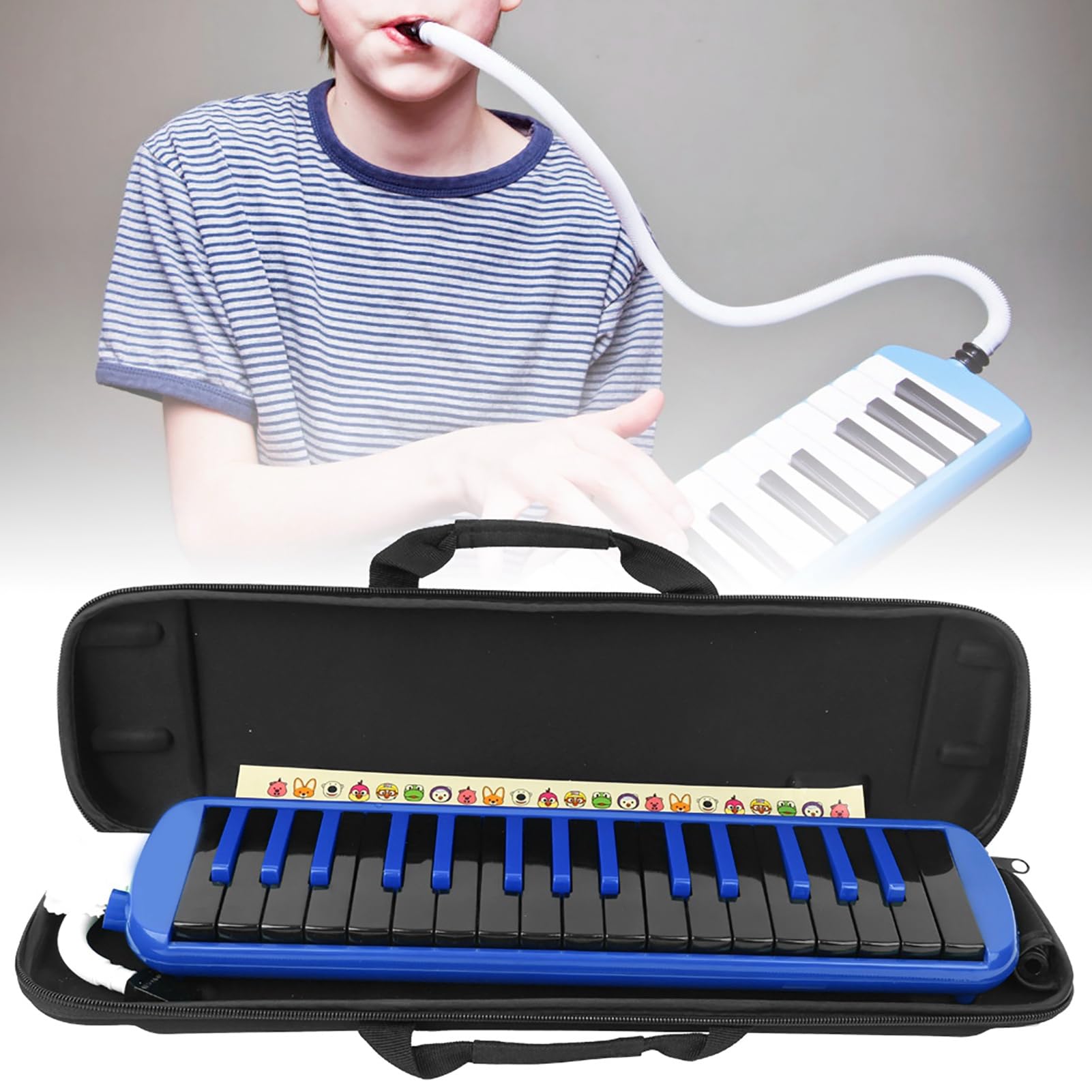 Melodica - Strumento musicale a a 32 tasti, design ergonomico, borsa da allenamento per principianti F32s (blu)
