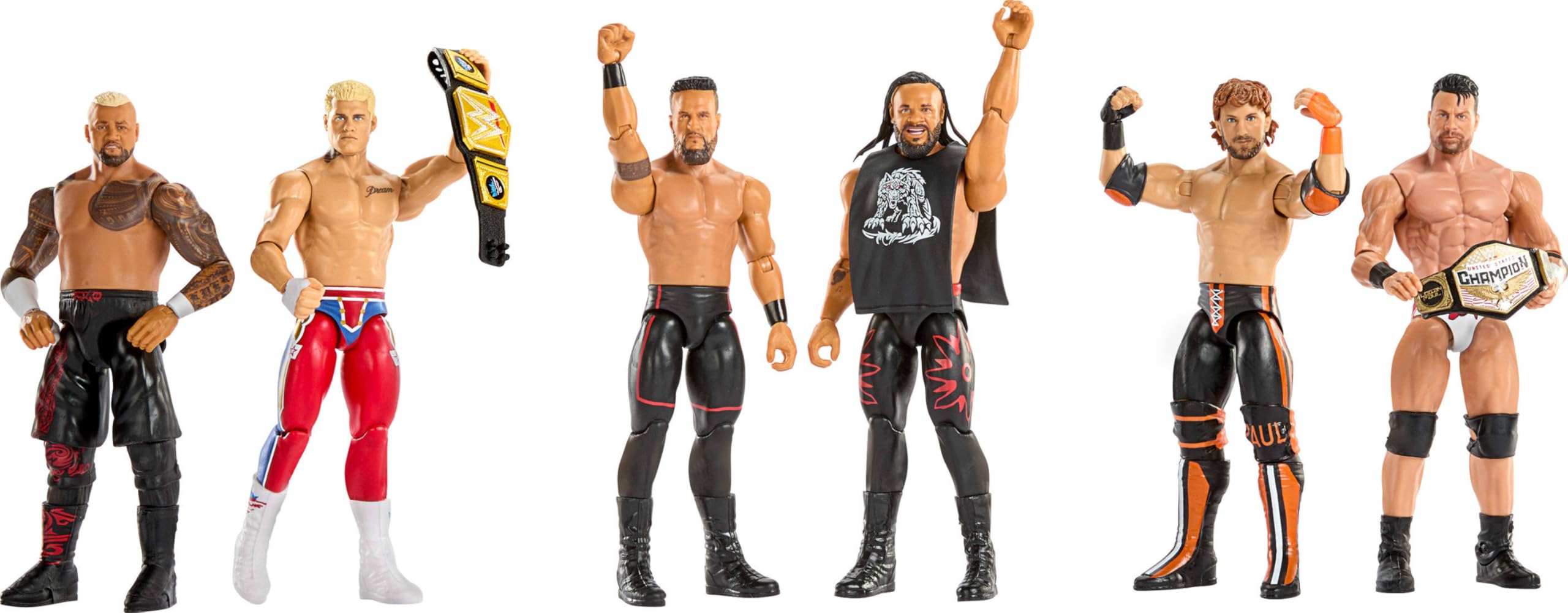 Mattel WWE Main Event - The American Nightmare Cody Rhodes vs Solo Sikoa Series 24, set Showdown da collezione con 2 personaggi snodati e accessori inclusi, 6+ anni, JHJ54