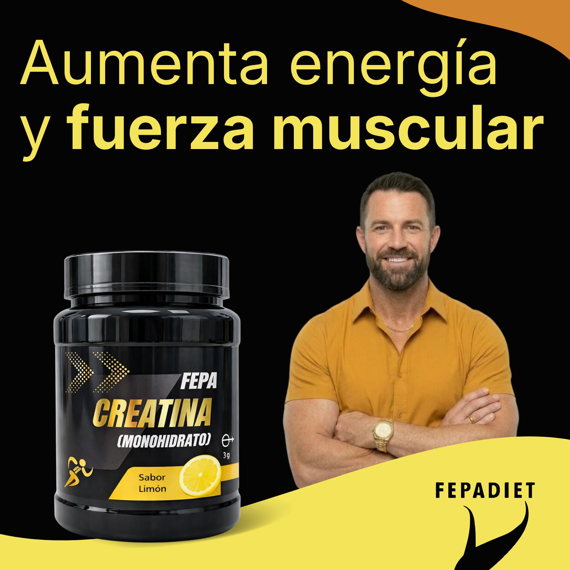 Creatina Monohidratada Sabor Limón FEPA 500 g Pack de 2 – Suplemento Alimenticio Creatina Micronizada en Polvo – Creatina Monohidrato para Energía, Rendimiento y Masa Muscular – Fepadiet