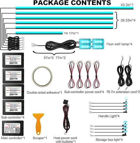 Miniatura 5 de Luces acrílicas para interiores de automóvil, tira de luz LED AMKI para automóvil con control de aplicación, accesorios de automóvil, kit de