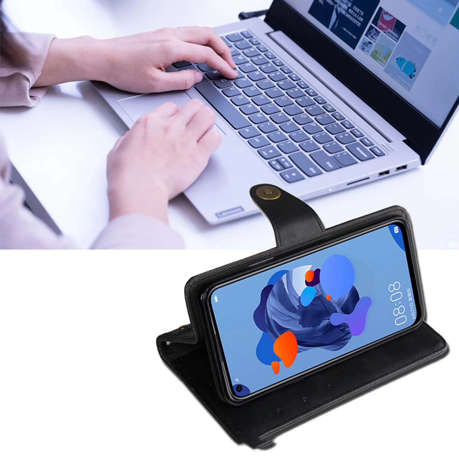 Custodia Flip In Pelle Portafoglio Per Huawei Mate 50 Pro Con Slot Carte E Supporto