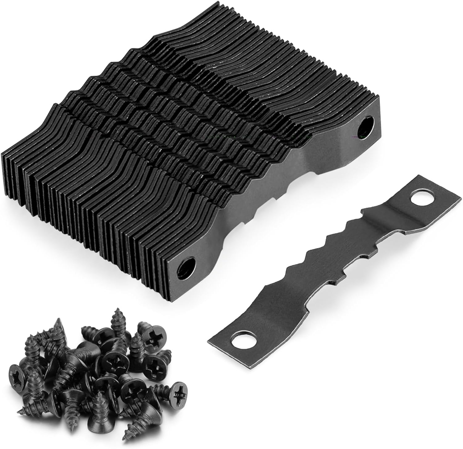 YHYZ Black Sawtooth Picture Frame Hangers Set (Medium, 30 Sets), Sawtooth Photo Frames Hooks (30pcs)+ 60pcs Screws, for Painting Photos Artwork Clock Home Decoration