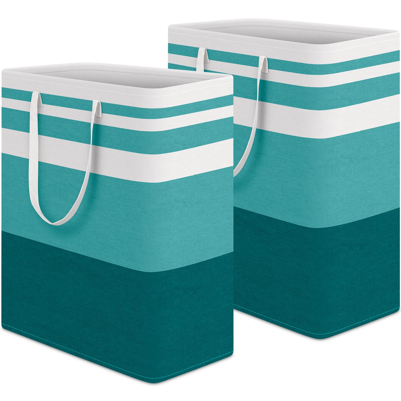 HomeHacks 2-Pack Large Laundry Basket, Waterproof, Freestanding Laundry Hamper, Collapsible Tall Clothes Hamper with Extended Handles for Clothes Toys in the Dorm and Family (Green, 125L)