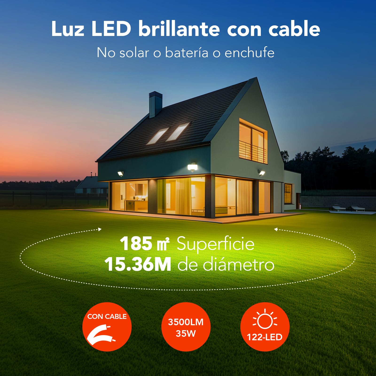 OREiN Foco LED con detector de movimiento para exteriores, 2800 lm, 2700/4000/6500 K, luz blanca cálida/neutra/fría, superbrillante, con 3 modos de iluminación, IP65, resistente al agua, 3 piezass