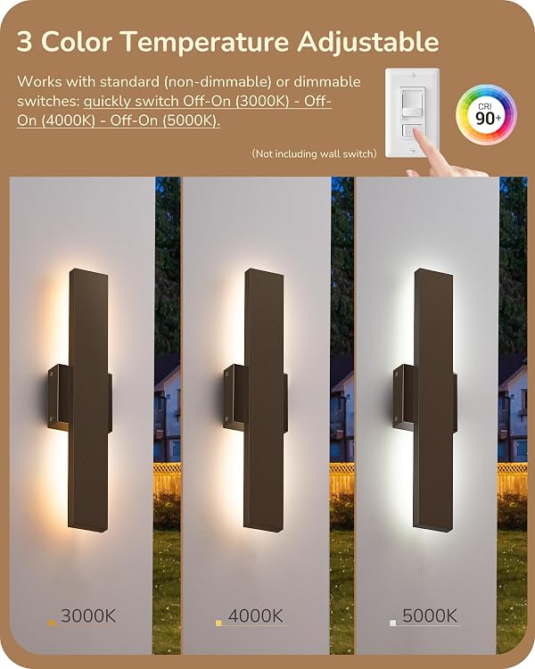 EDISHINE LED Outdoor Wall Lights, 15.7" Modern Outdoor Sconce, Oil Bronze by EDISHINE - Used condition - Image 4