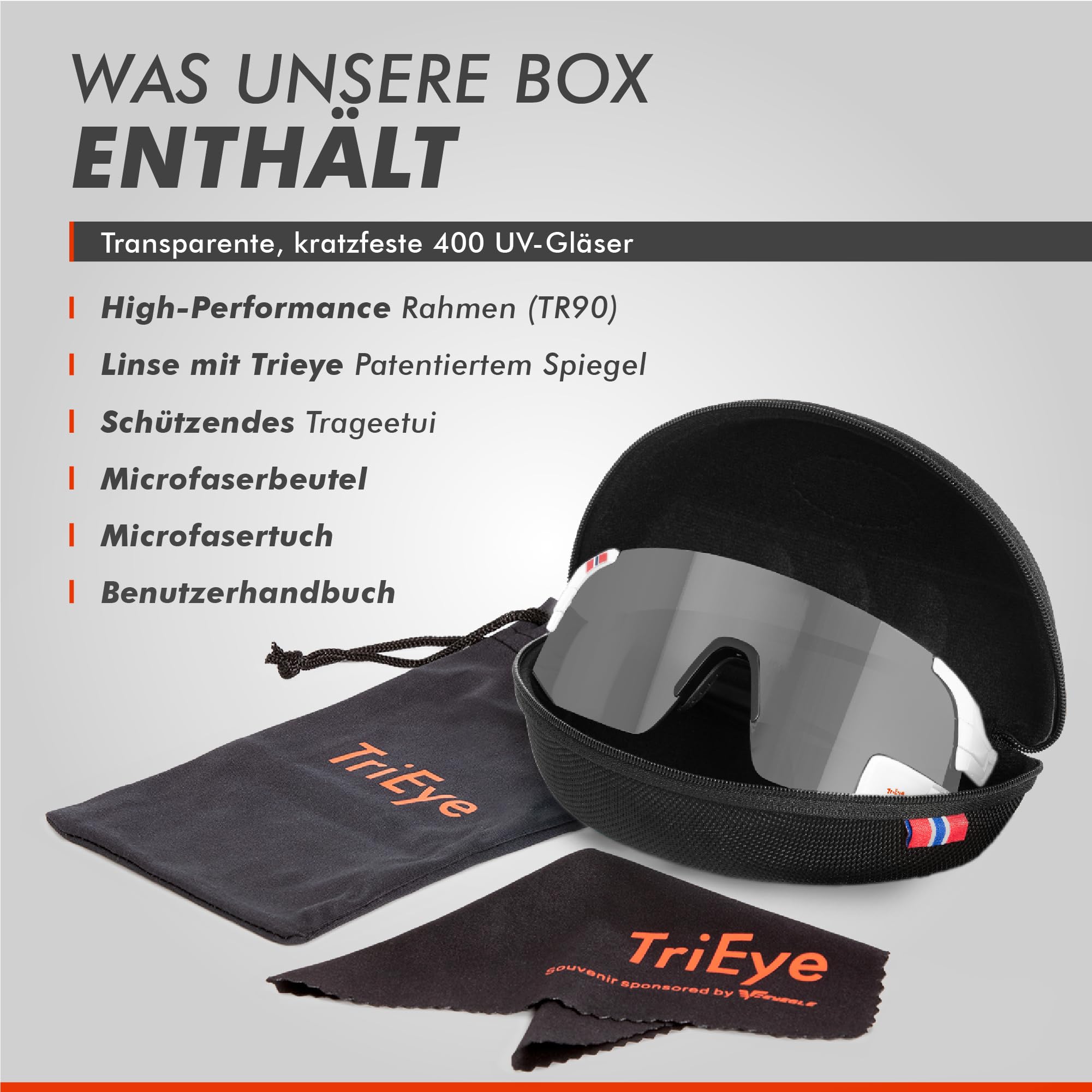 TriEye Fahrradbrille Mit Rückspiegel Links – Selbsttönende Sportbrille Für Herren & Damen – Winddicht & UV400 Schutz – Rennradbrille Für Straße & Pendler – Fahrrad Zubehör