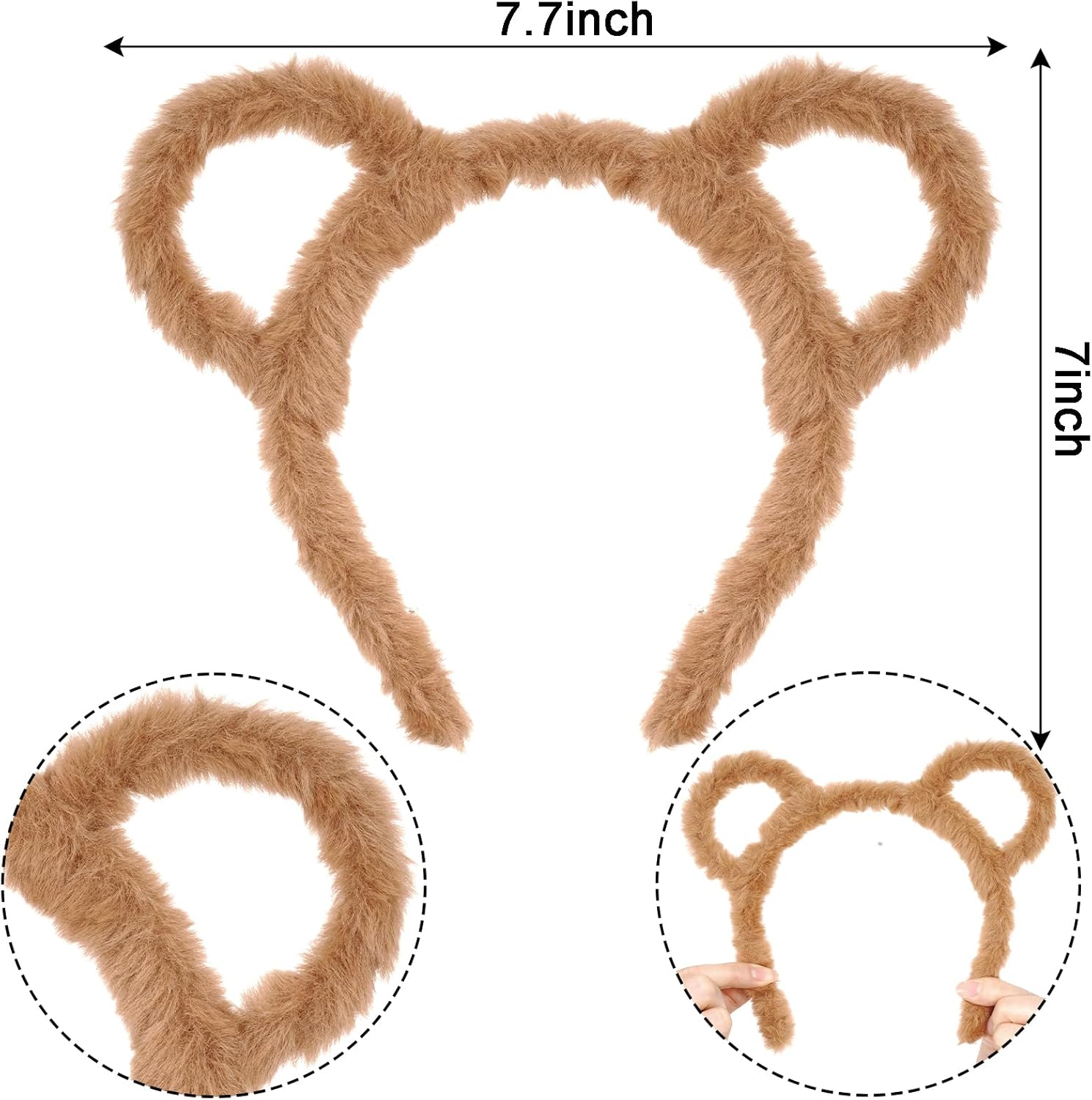 Yolyoo 3pcs Chipmunk Ears Headband Chipmunk Headband Accessory 1 Black Round Glasses Frame for Cosplay Animal Halloween Party - Image 2