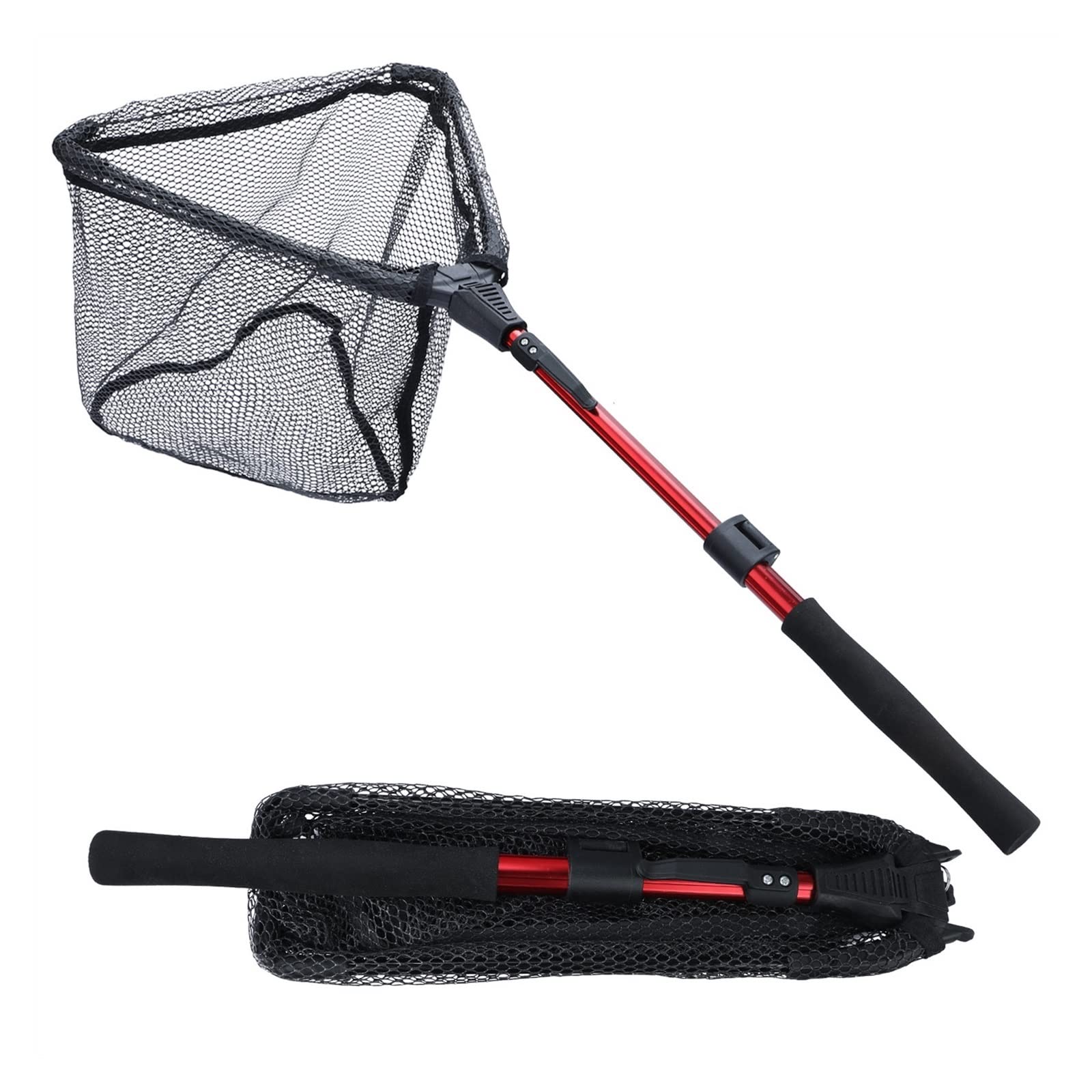 Teleskopowy podbierak wędkarski, Składany teleskopowy podbierak wędkarski o długości 65-112 cm(Red,2section 95cm)