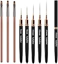 5Pcs Nail Art Liner Brushes, Liner Brush for Nails Gel, Thin Nail Art Brush, Sizes 7/9/11/15/25 mm, 3Pcs Nail Art Clean Up Brushes for Nail Design Painting DIY and Clean Polish Mistake On The Cuticles
