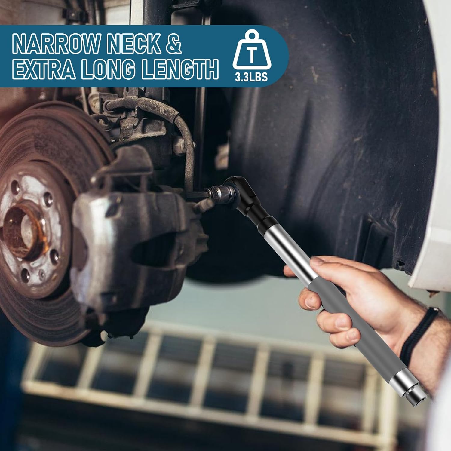 1/2 Inch Offset Extension Wrench Impact – Strong Torsion Output Steel Wrench Extender with 6 Sockets & 1 Adapter Rod for Tight & Narrow Spaces (Blue)