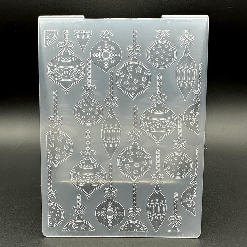 3D Plastic Embossing Folder Template Christmas Ball Bell Texture A6 Size for Card Making DIY Scrapbooking Paper Crafting Handmade Crafts Scrapbooking Arts Supplies Scrapbook Decor