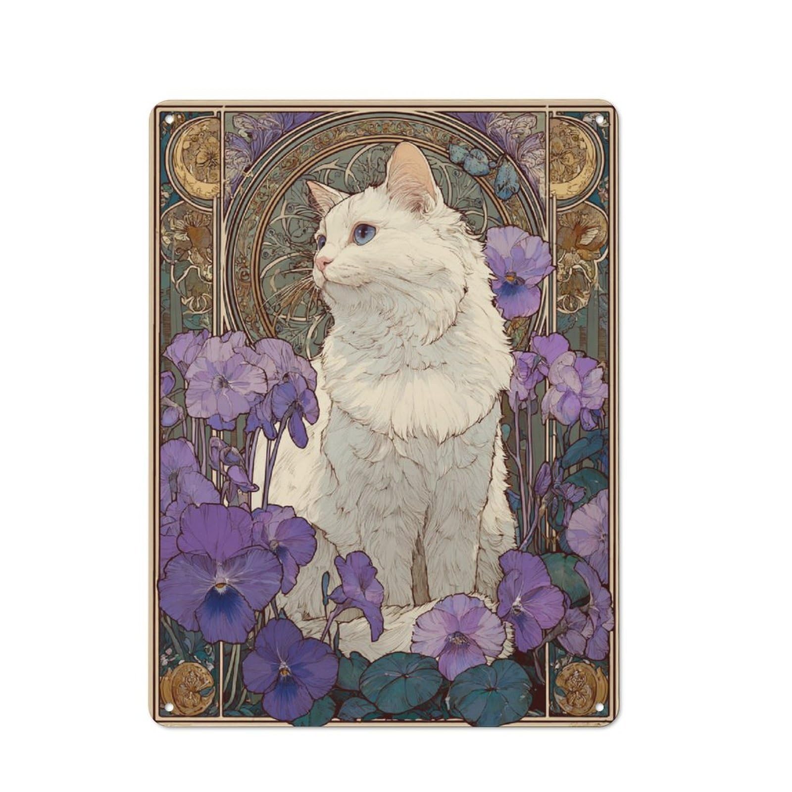 Junmoney Whiskered Elegance -1 Rustic Tin Wall Plaque 40X30cm For Studio Or Craft Room, For Garage, Workshop And Man Cave Decoration