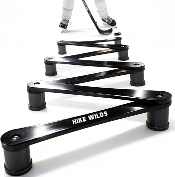 Hockey Training Equipment,7-Section Adjustable Stickhandling Trainer, Aids for Puck Control, Speed & Coordination, Portable & Foldable Hockey Stick Practice Gifts for Boys Girls