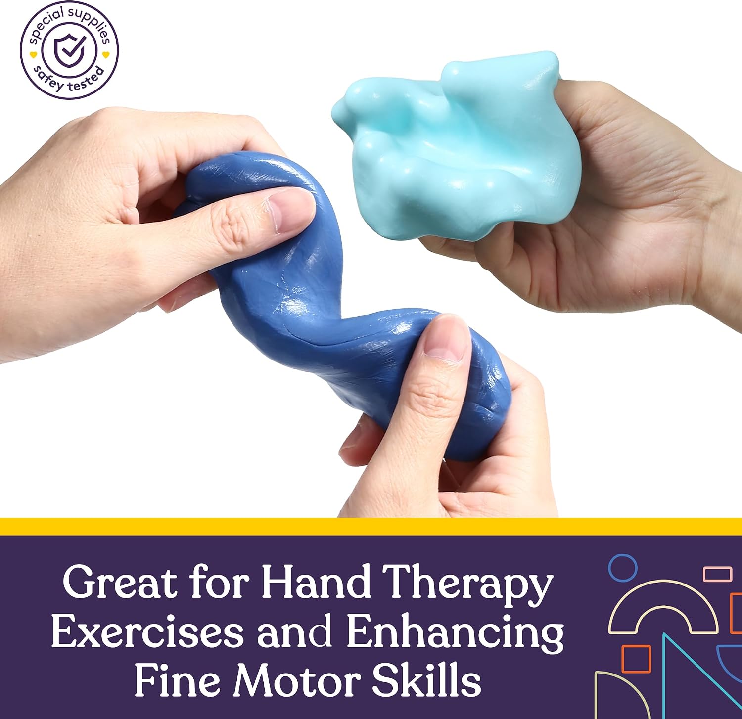 Special Supplies Therapy Putty for Kids and Adults - Resistive Hand Exercise Stress Relief Kit, Set of 6 Strengths, 3 Ounces of Each Putty - Ocean Colors