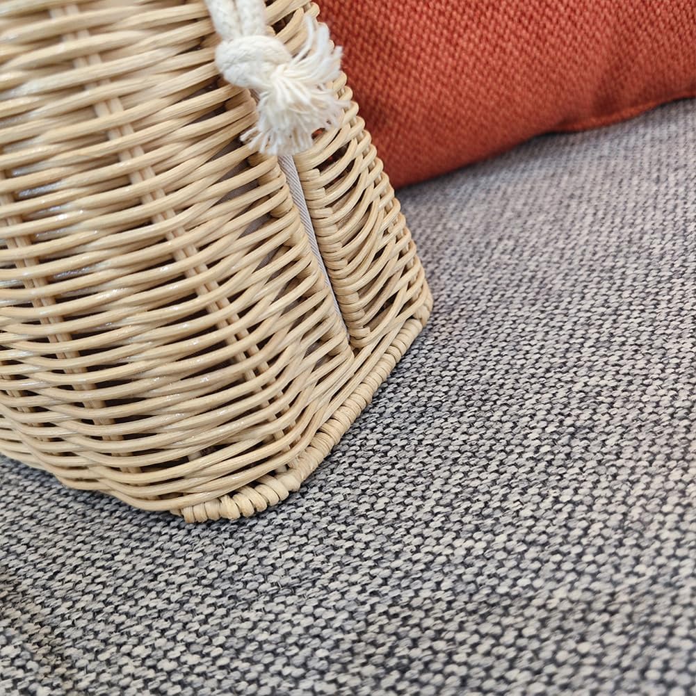 Handwoven Rattan Tote Bag Purse for Women Summer Beach Rattan Woven Handbag
