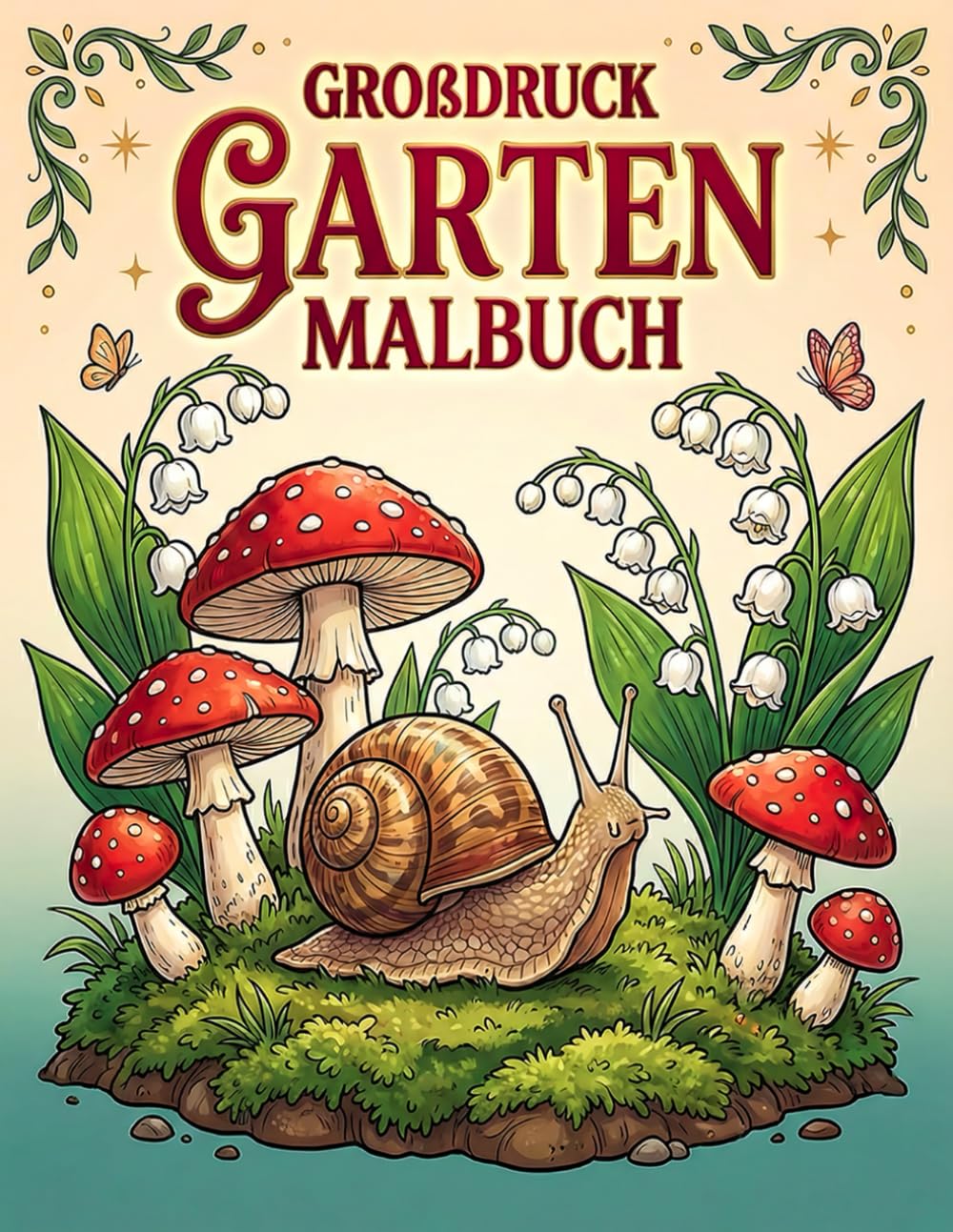 Großdruck Garten Malbuch: 50 entspannende Gartenszenen – ideal für Erwachsene und Senioren