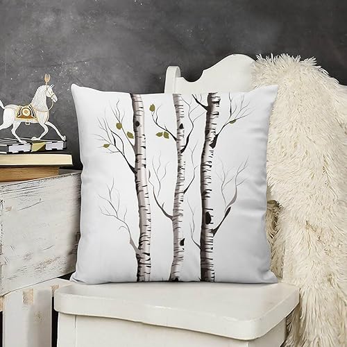 Decorative Throw Pillow Covers 18x18 Birch Tree Body Pillow Pillowcase Square Couch Cushion Case for Sofa Bed Couch Living Room Plush Pillows