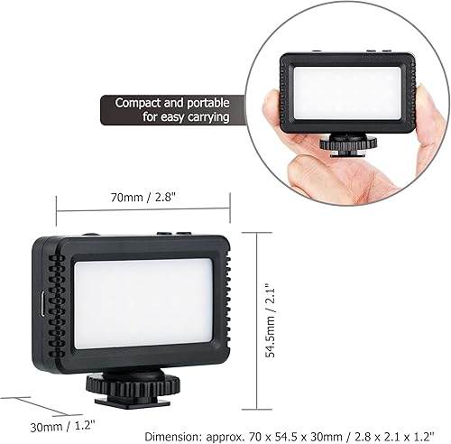 Vista 5 de Kiwifotos Mini luz de video LED para cámaras Sony ZV-1F ZV1F ZV-1 II ZV1 ZV-E10 II ZVE10 Canon PowerShot V1 EOS R50 V y más, accesorios de accesorio