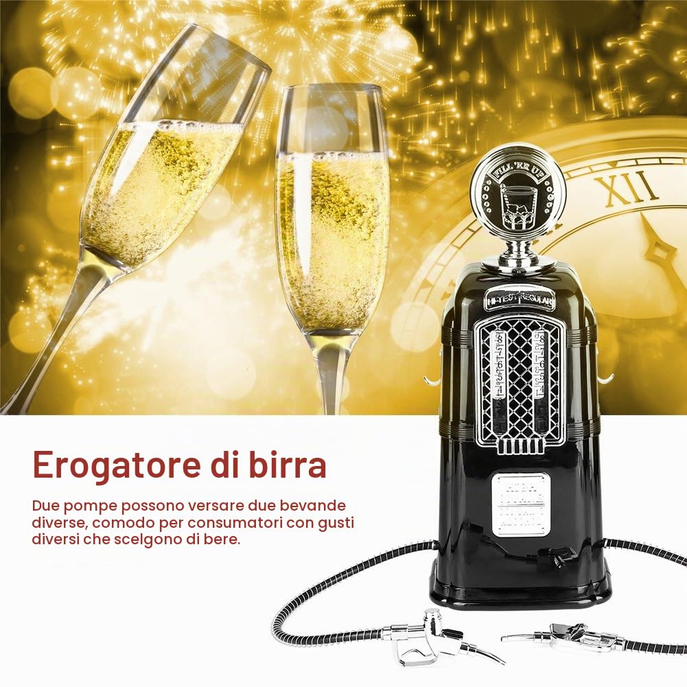 Distributore di birra con due pompe, 1000 c c Distributore di liquore per distributori di vino Accessori per bar usati in bar, alberghi, sale da tè, KTV, famiglia(nero)