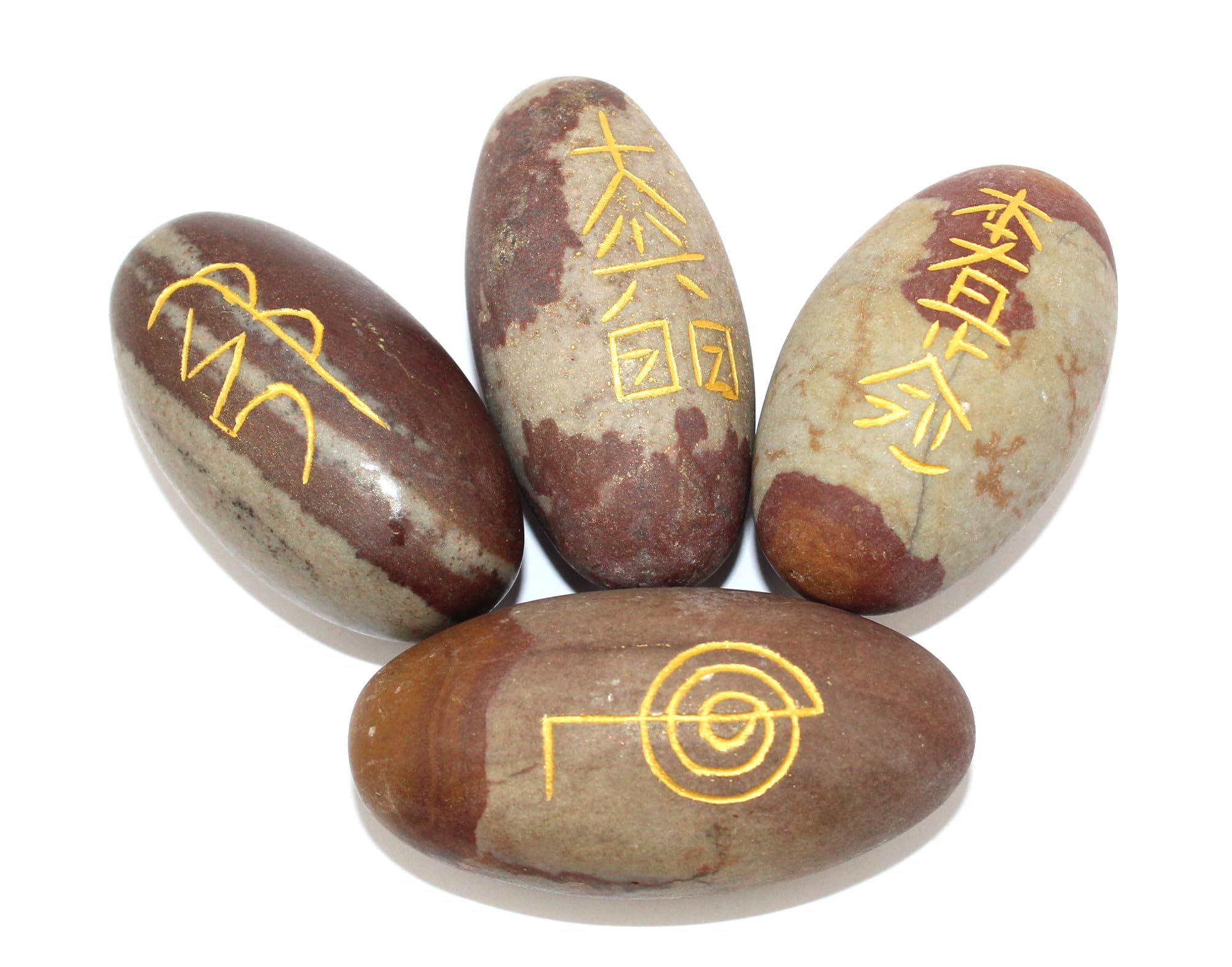 Jet International Narmada Lingam Runensteine - 25 Edelstein-Achat, Kristall Wahrsagung Set